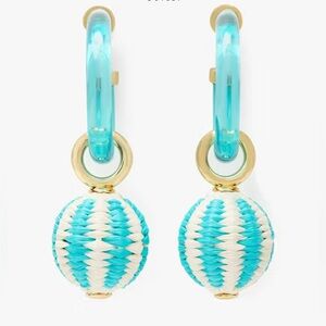 KATE SPADE FEELING BUBBLY RAFFIA CHARM HOOPS - NWT